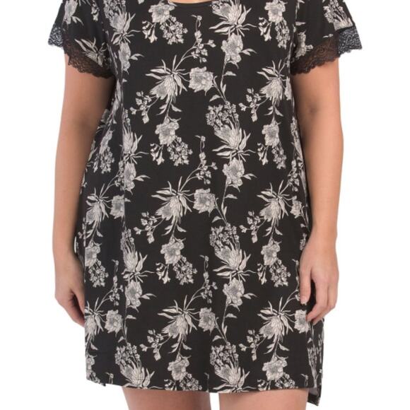 Tahari Women's Nightgown Floral Print Black & Cream Size 1X - Picture 3 of 5